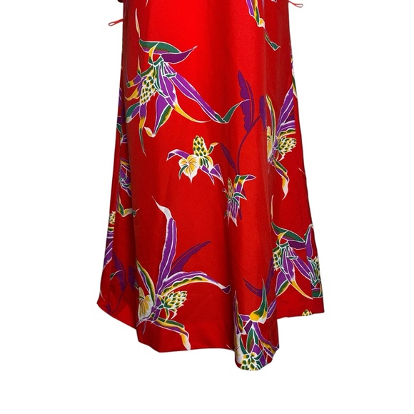 Vtg Hilo Hattie’s Hawaiian Womens XS Midi 90s 80s Dress Bold Flowers Resort Red - Picture 7 of 12